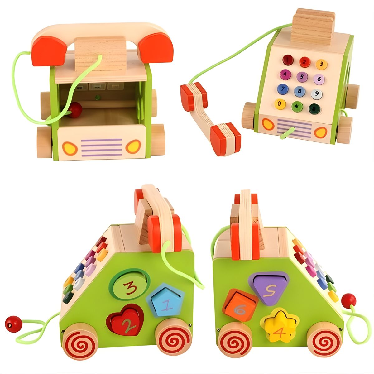 COBABY - TELEFONO DE MADERA DIDACTICO PARA DESARROLLO MONTESSORI