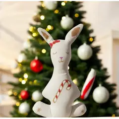 HAOKIDS - Conejo de navidad pintado en 100% algodón relleno antialérgico adorno 32 cm