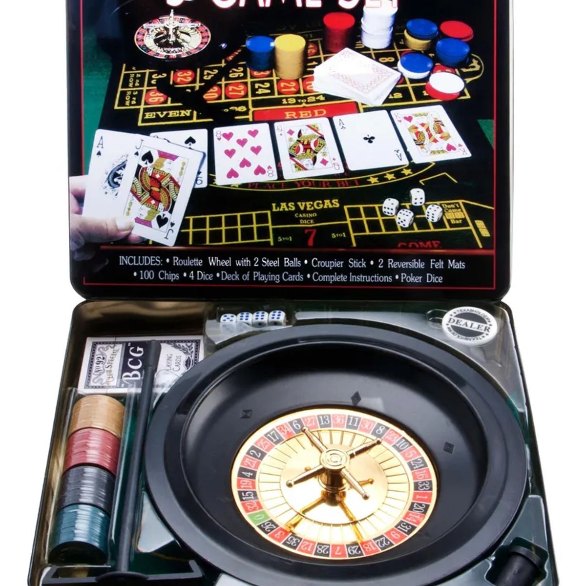 GENERICO - Set 5 Juegos Casino Roulette Poker-black Jack-craps-poker