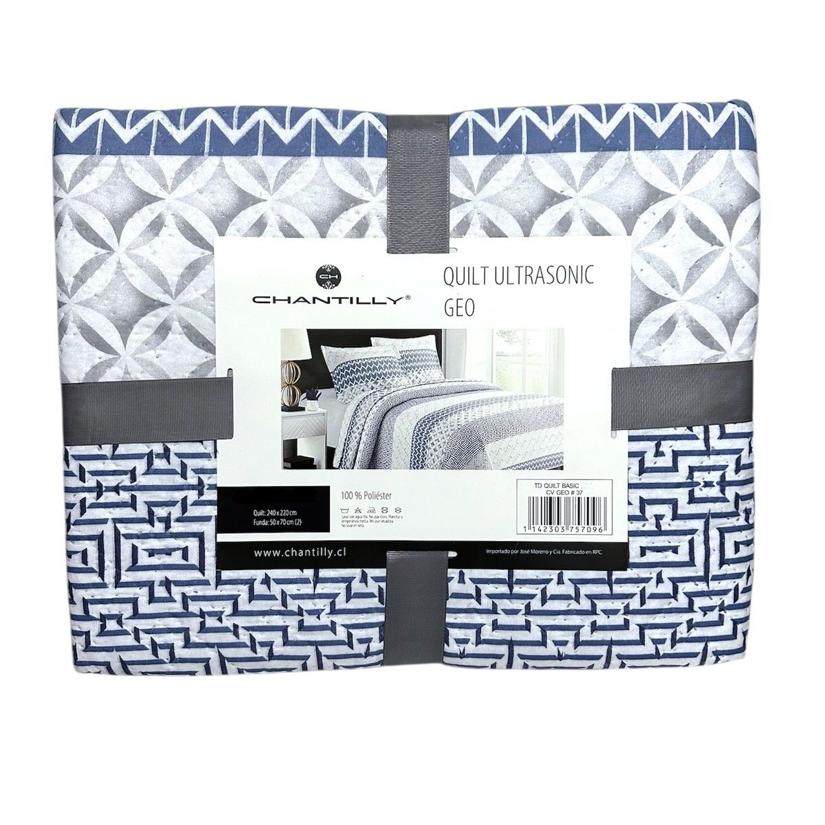 CHANTILLY - Cubrecama Quilt Básico Estampado Ultrasónico 1.5 plaza
