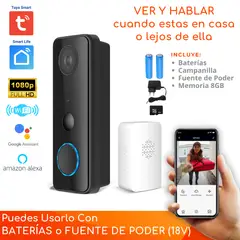 D MOTICA - Timbre Wifi Inteligente cámara Full HD-Audio-Alarma Con Campanilla y Memoria