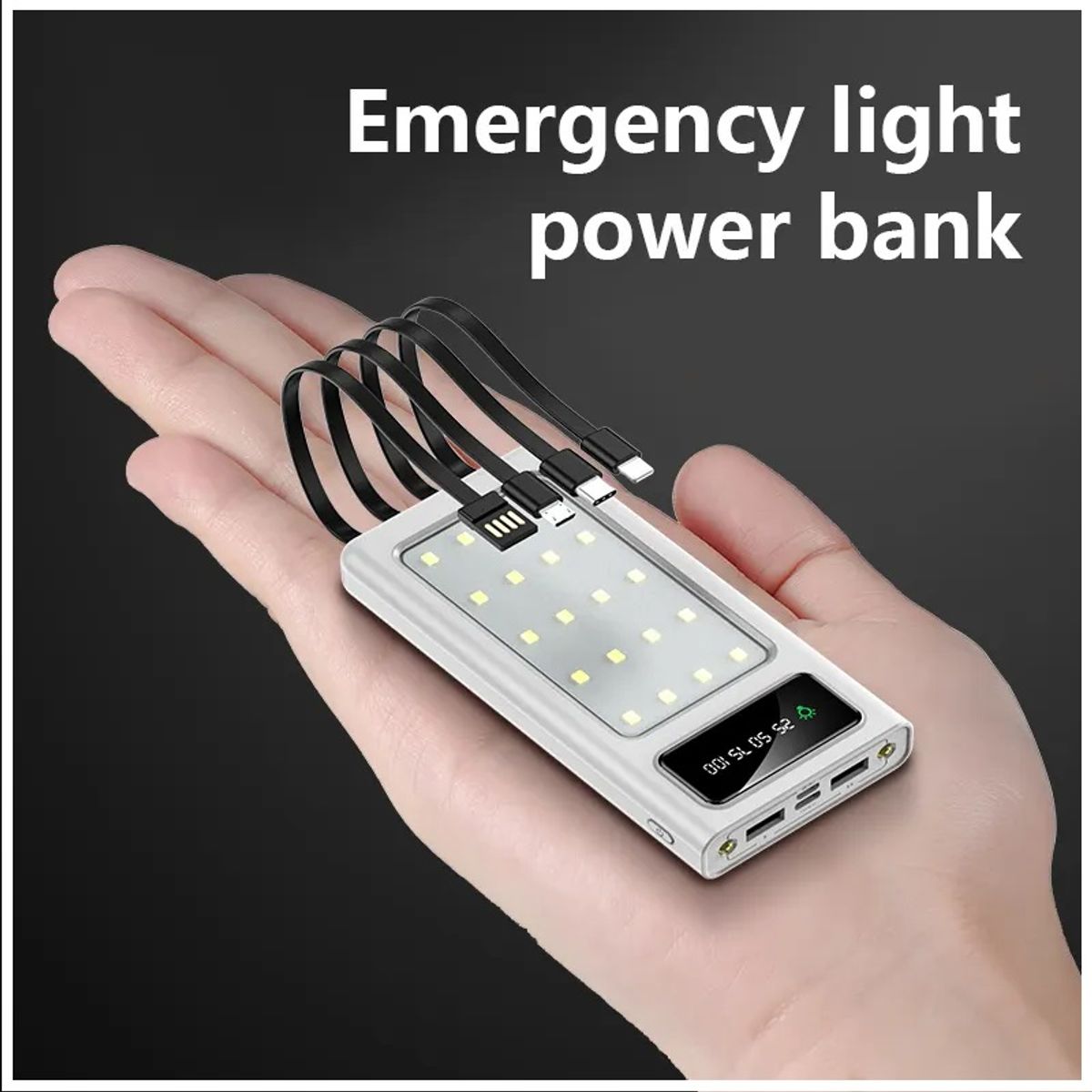 STARTECHOFFICE - Power Bank 20000 mAh Carga Rápida Luces para Camping Multifuncional.