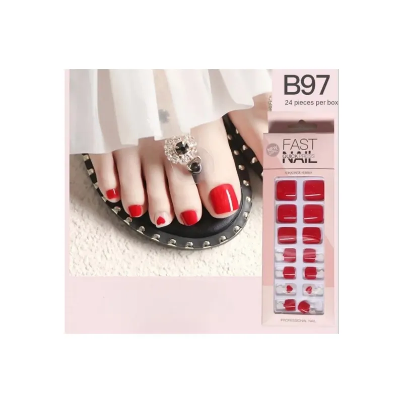 GENERICO - Uñas Press On Manicura Kit Uñas Postizas Pies Color Rojob