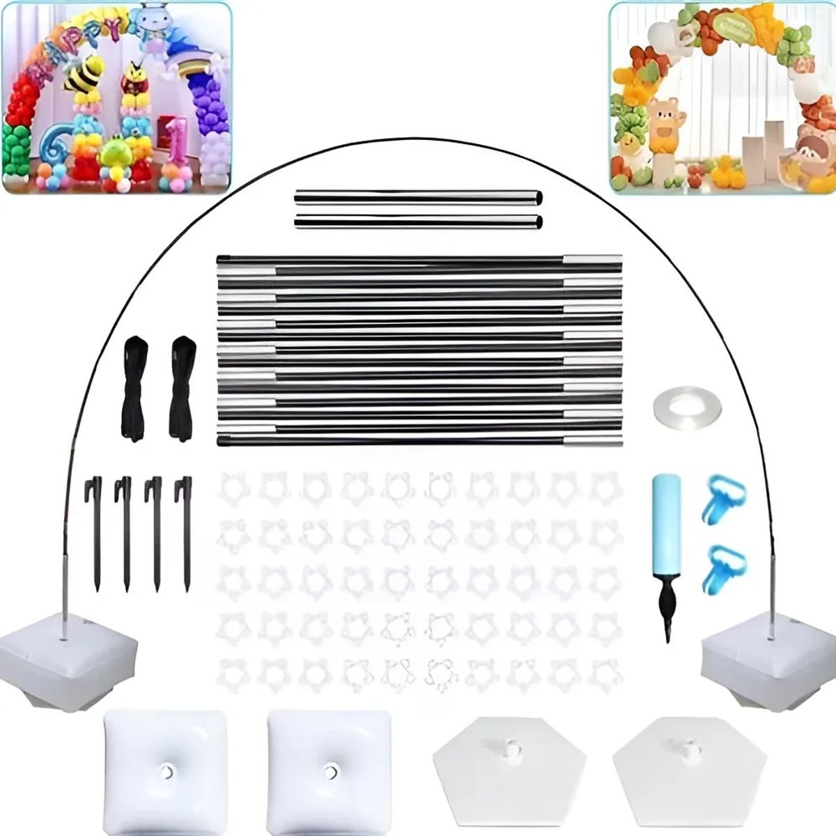 GENERICO - Base Estructura Para Arco De Globos Completo 2.7 X 3 Metros Negro Liso