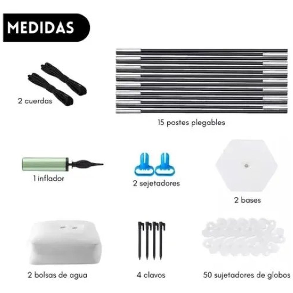 GENERICO - Base Estructura Para Arco De Globos Completo 2.7 X 3 Metros Negro Liso