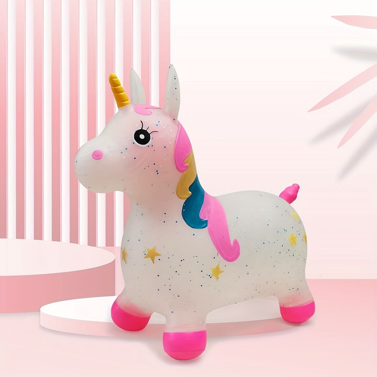 GENERICO - Caballito Pony Saltarín Para Niños Niñas Blanco