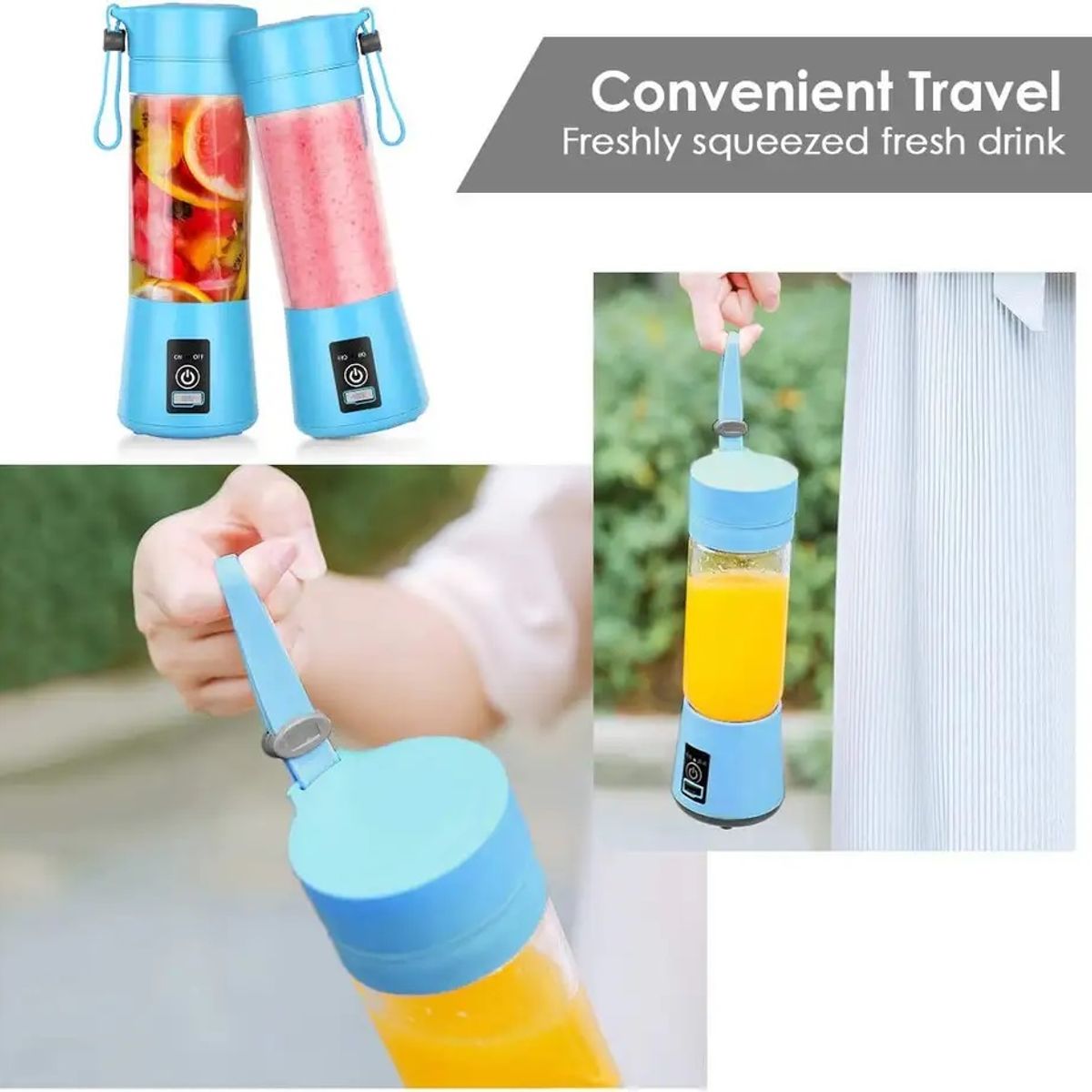 GENERICO - Licuadora Portátil Recargable con USB: 6 Cuchillas 3D, 2000mAh