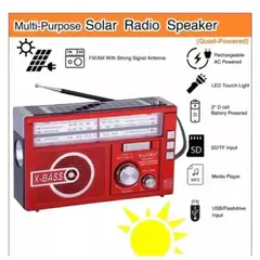 MOVI - Radio FM-AM Portátil, con Cargador Solar y Linterna + Batería Recargable