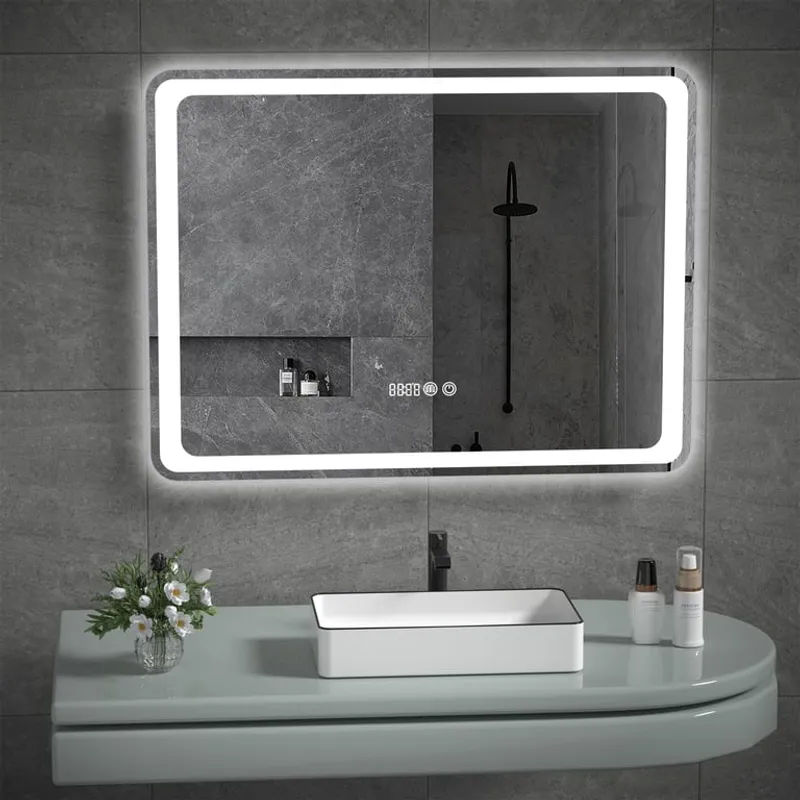 ANYHOGAR - Espejo Rectangular Led Con Touch Antiniebla 80x60 Cm