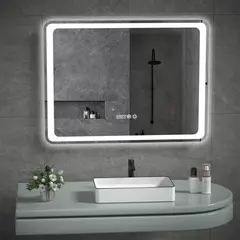 ANYHOGAR - Espejo Rectangular Led Con Touch Antiniebla 80x60 Cm