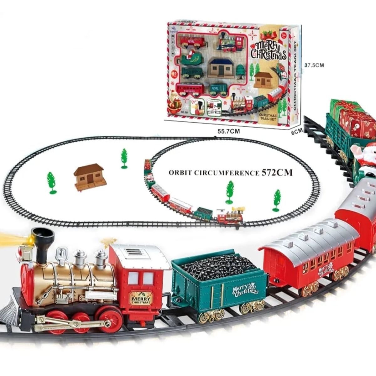 GENERICO - TREN DE NAVIDAD 35 PIEZAS CON LUZ Y SONIDO 5,7 METROS DE RIELES