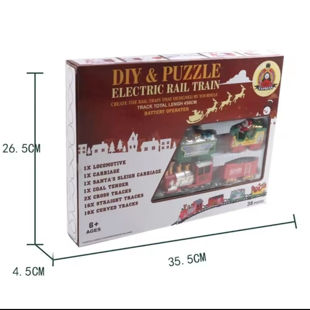 GENERICO - TREN DE NAVIDAD 38 PIEZAS 450 CM DE RIELES