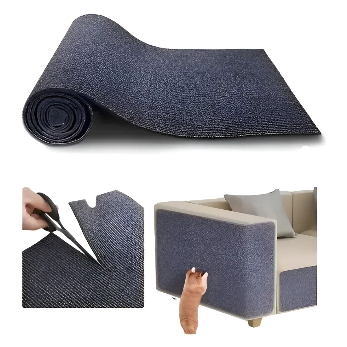 GENERICO - Rascador Autoadhesivo para Gatos Alfombra Cuadrada Gris