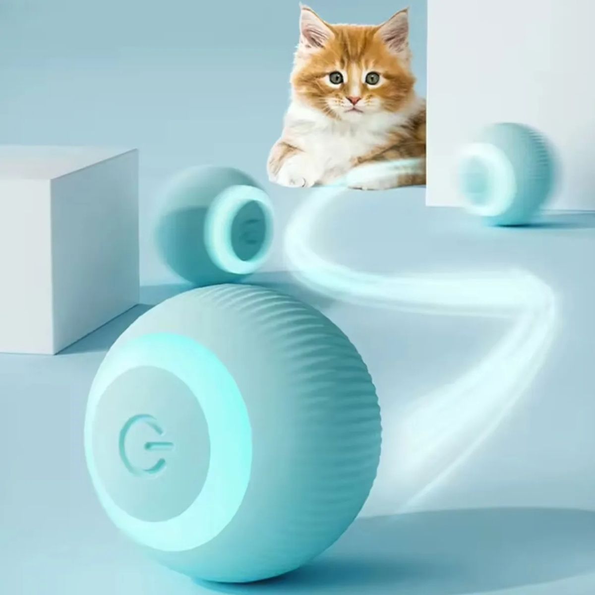 GENERICO - Pelota Juguete para Gatos Celeste