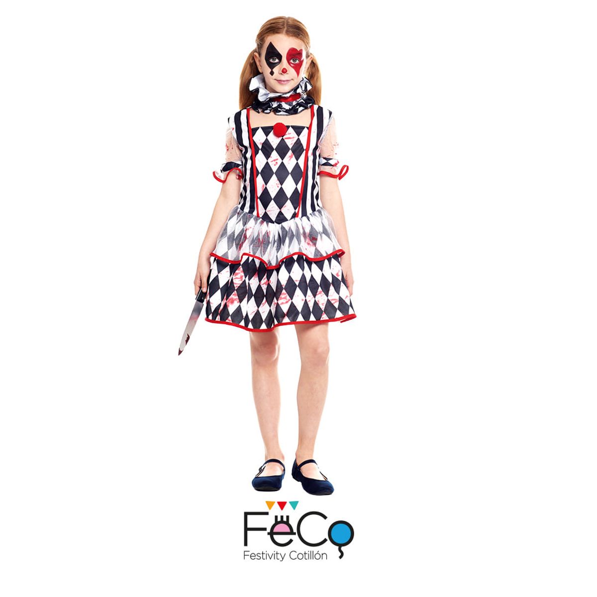 GENERICO - TRAJE DISFRAZ PAYASA SANGRIENTA 5-6 AÑOS