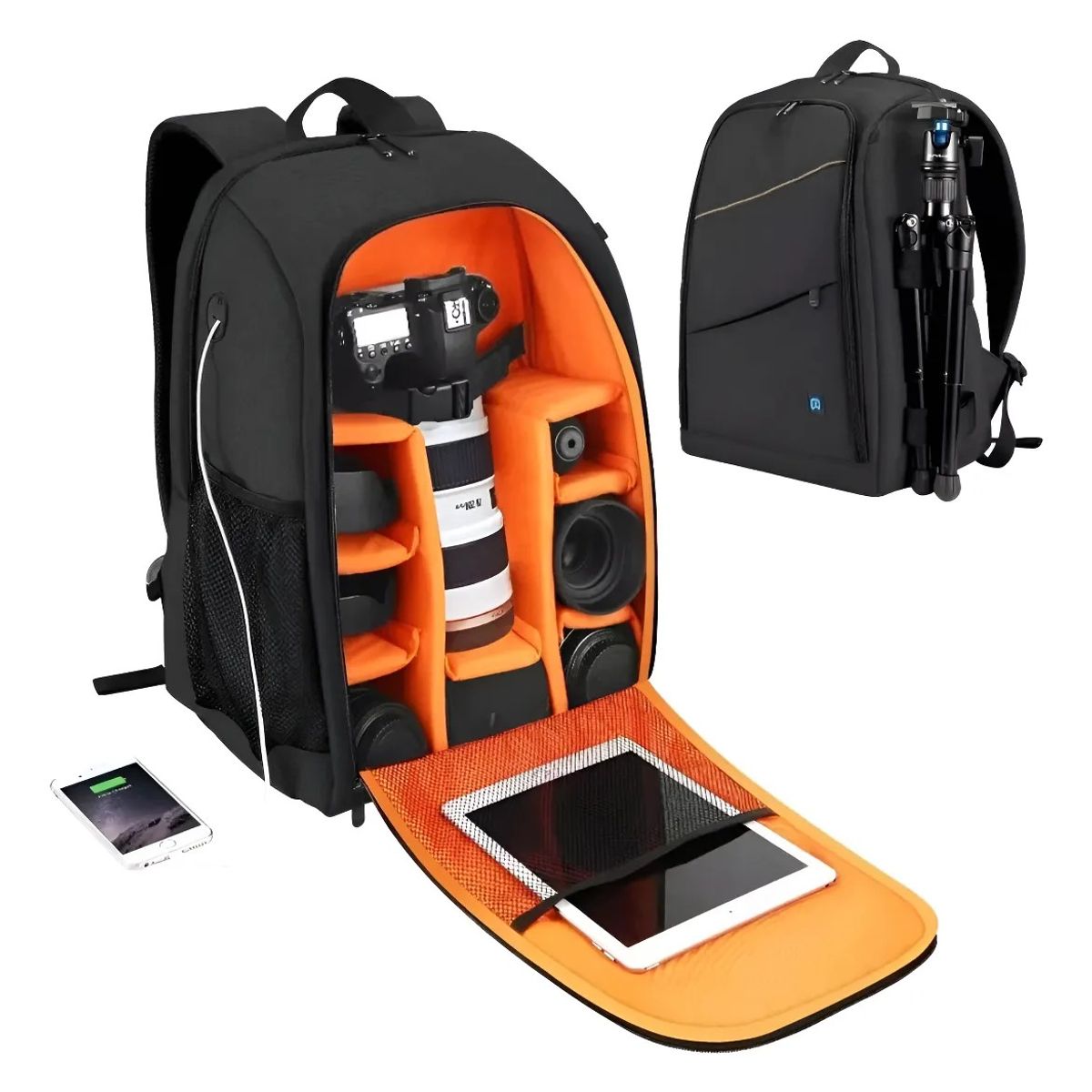 GENERICO - Mochila Cámara Fotográfica + Funda Negro