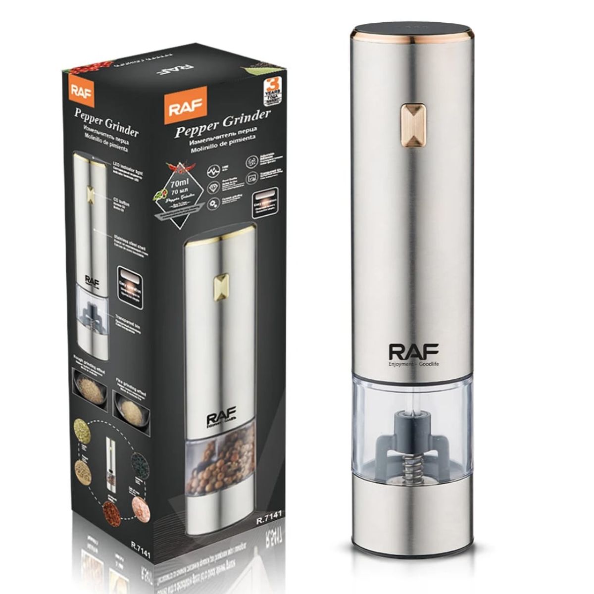 RAF - Molinillo Sal Pimienta Especias Automático USB