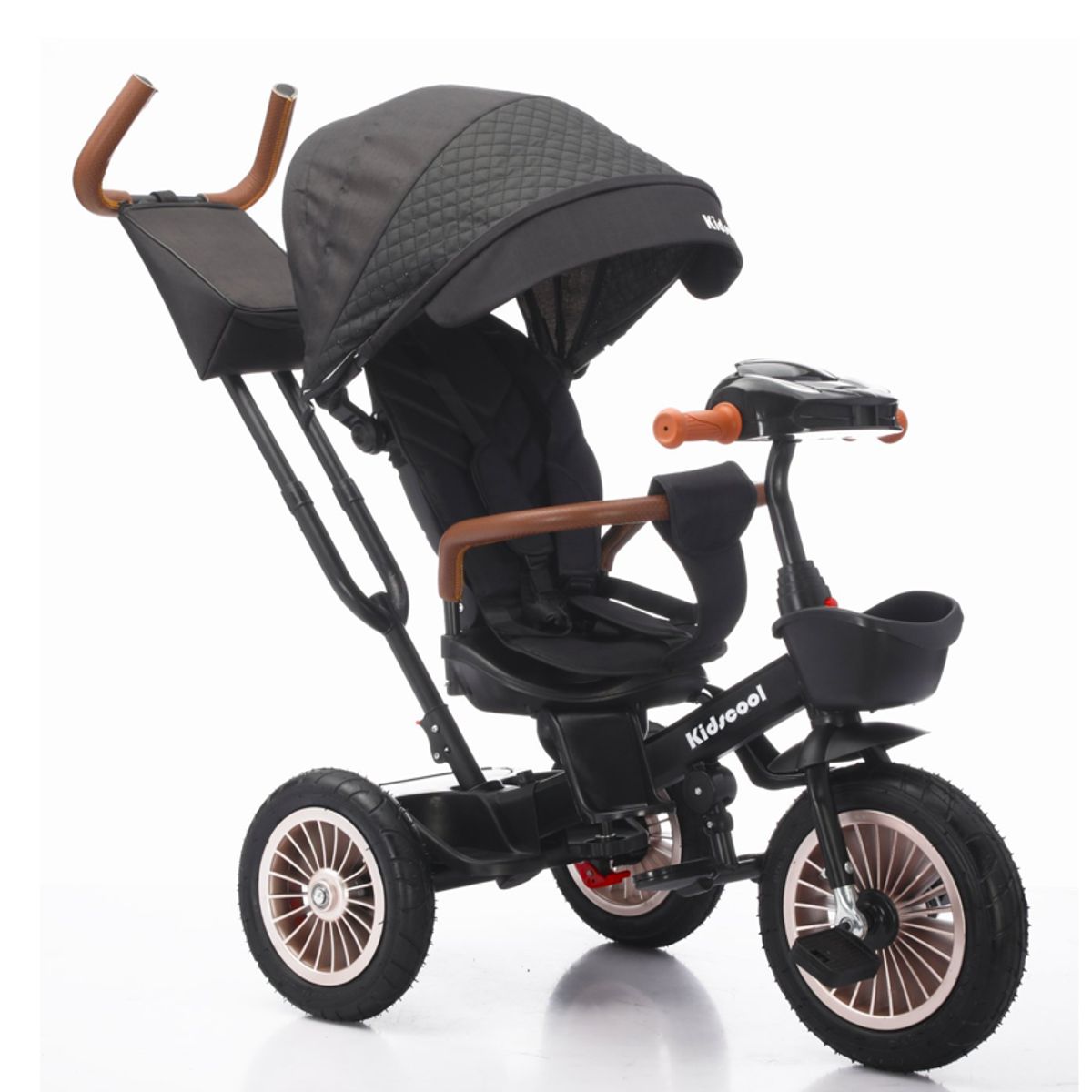 KIDSCOOL - Triciclo Multifuncional 360° Negro