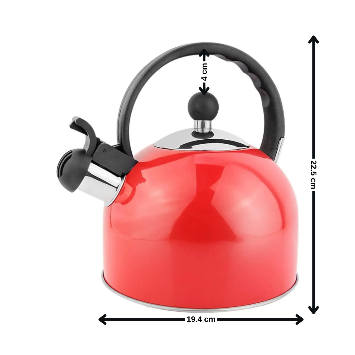 GENERICO - Tetera 2.5 litros roja acero inoxidable Casa VIVA