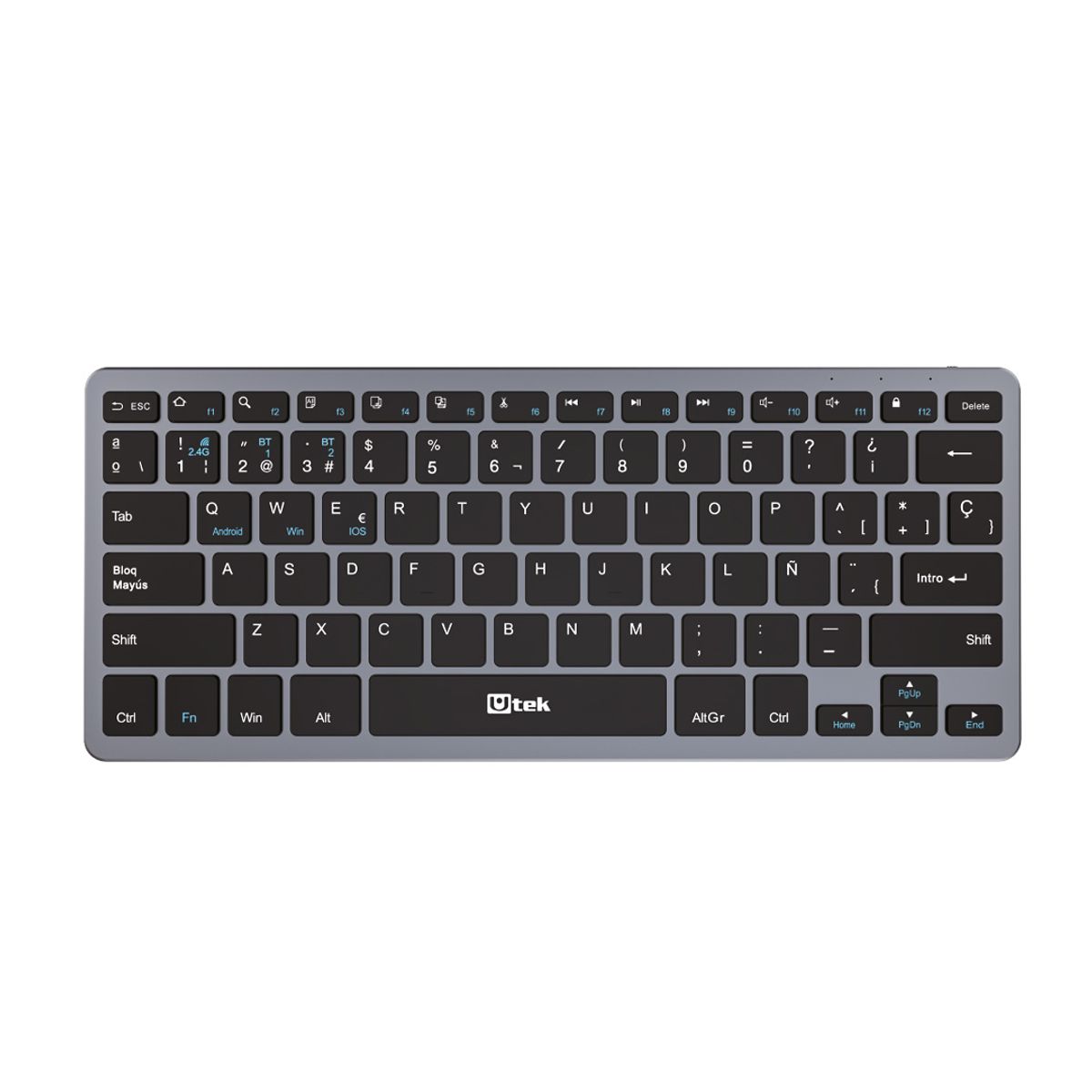 UTEK - Teclado Inalambrico 24Ghz y Bluetooth Recargable Utek UT-KBBT2100