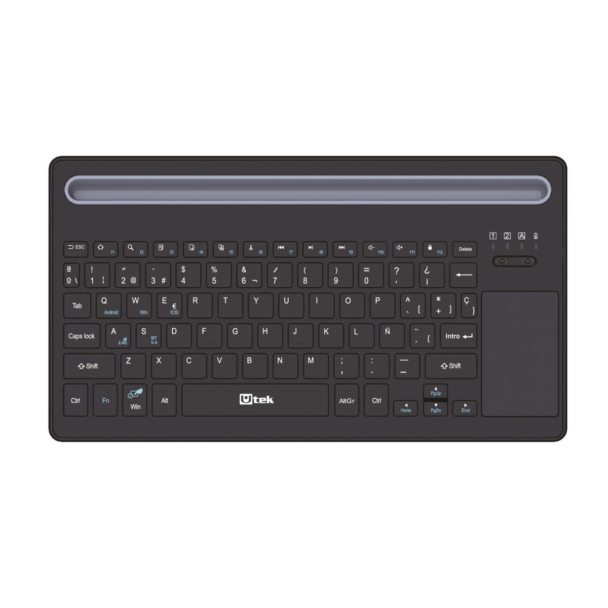 UTEK - Teclado Inalámbrico con Touchpad Bluetooth 5.0 y 2,4Ghz , Recargable Utek UT-KBBT900P