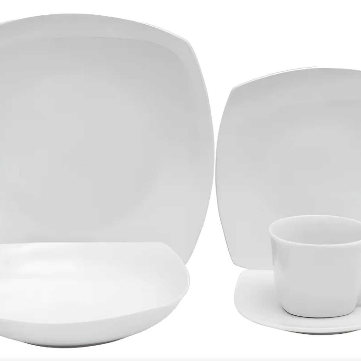 GENERICO - Juego De Loza 30 Piezas Blanco Cuadrado Porcelana Nórdico