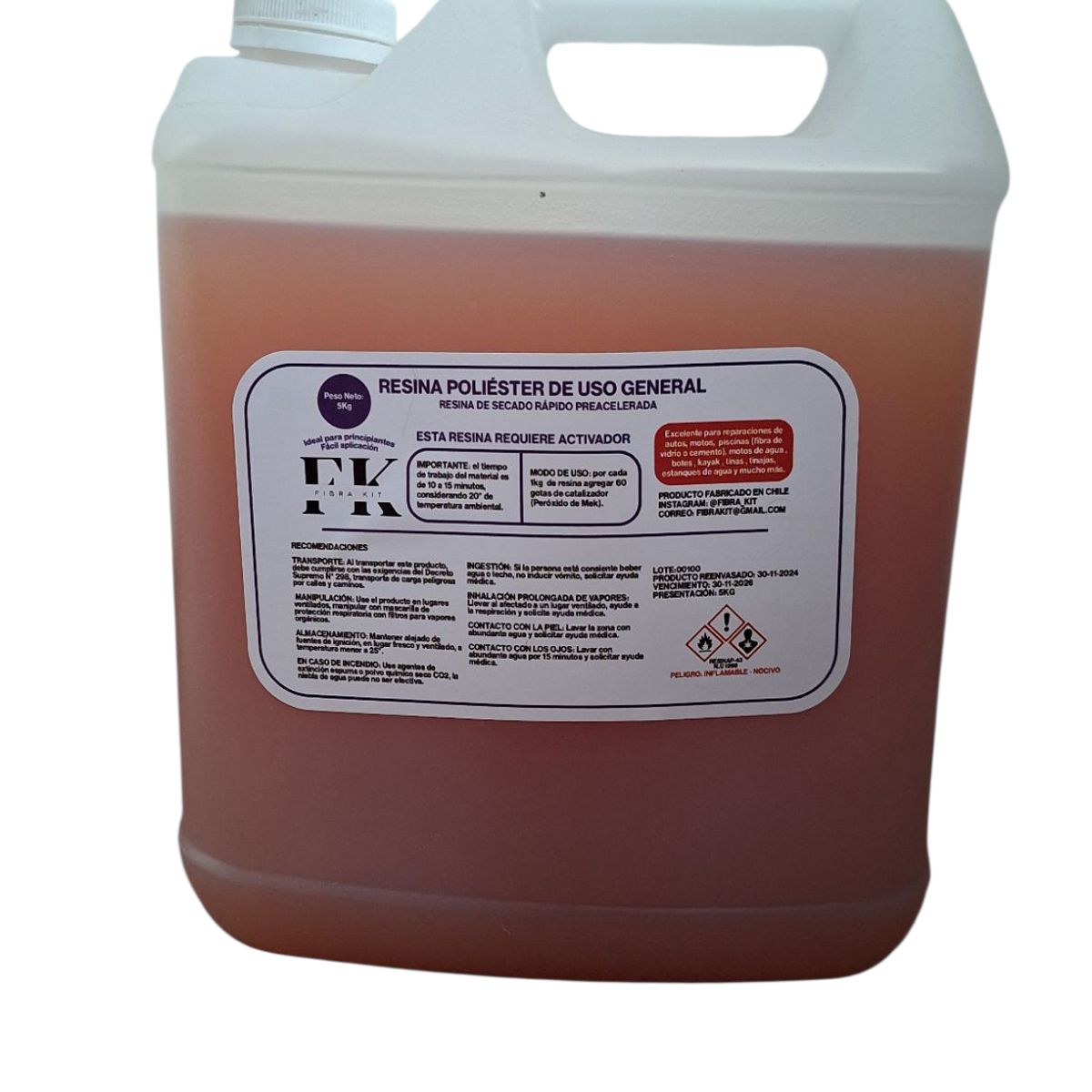 GENERICO - Resina poliéster de secado rápido 5kg con catalizador