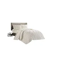 GENERICO - CUBRECAMA QUILT CON DISEÑO RELIEVE 2 PLAZAS BLANCO