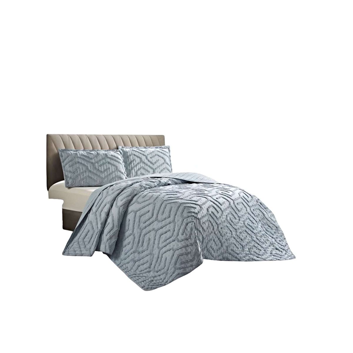 GENERICO - CUBRECAMA QUILT CON DISEÑO RELIEVE KING-SUPERKING AZUL