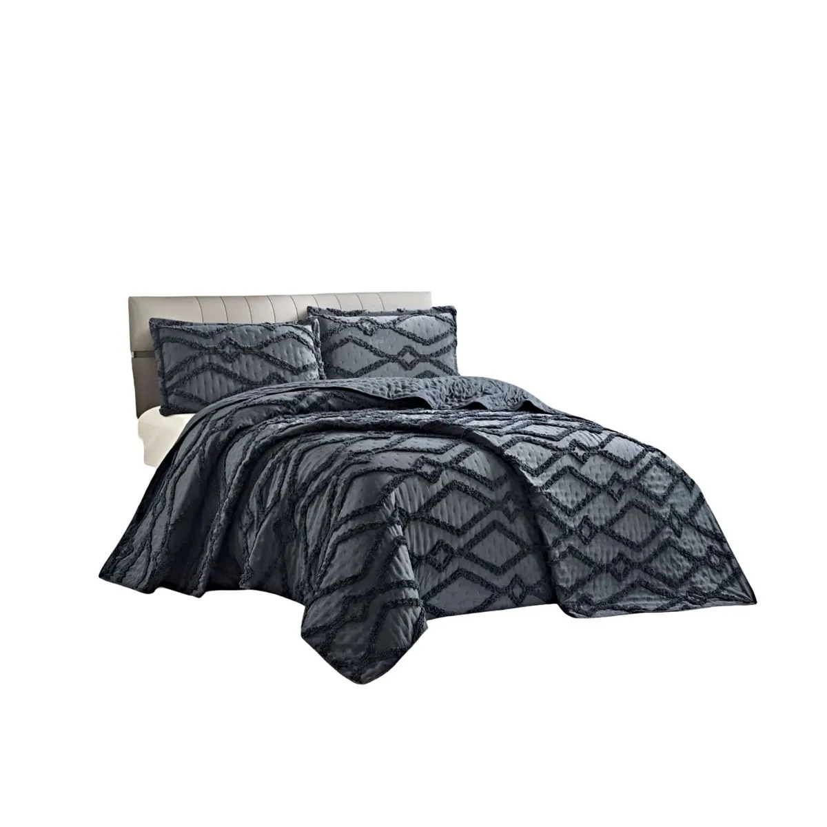 GENERICO - CUBRECAMA QUILT CON DISEÑO GEOMETRICO RELIEVE KING-SUPERKING 250 x 270 cm 06