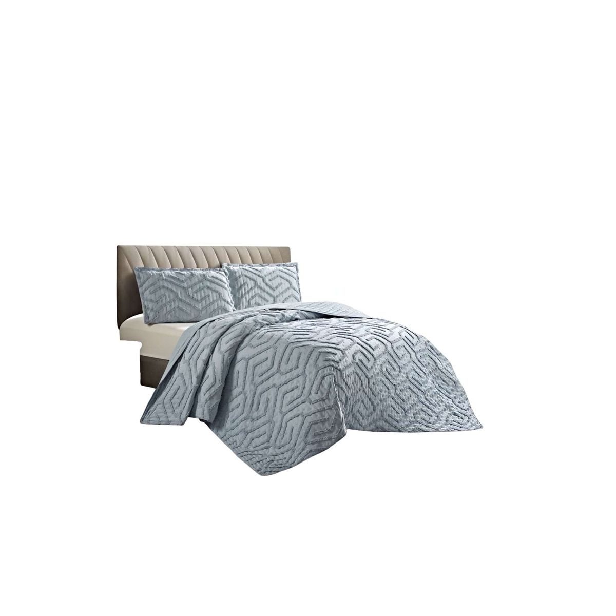 GENERICO - CUBRECAMA QUILT ESTILO RELIEVE PLAZA Y MEDIA AZUL