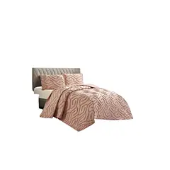 GENERICO - CUBRECAMA QUILT ESTILO RELIEVE 2 PLAZAS ROSADO