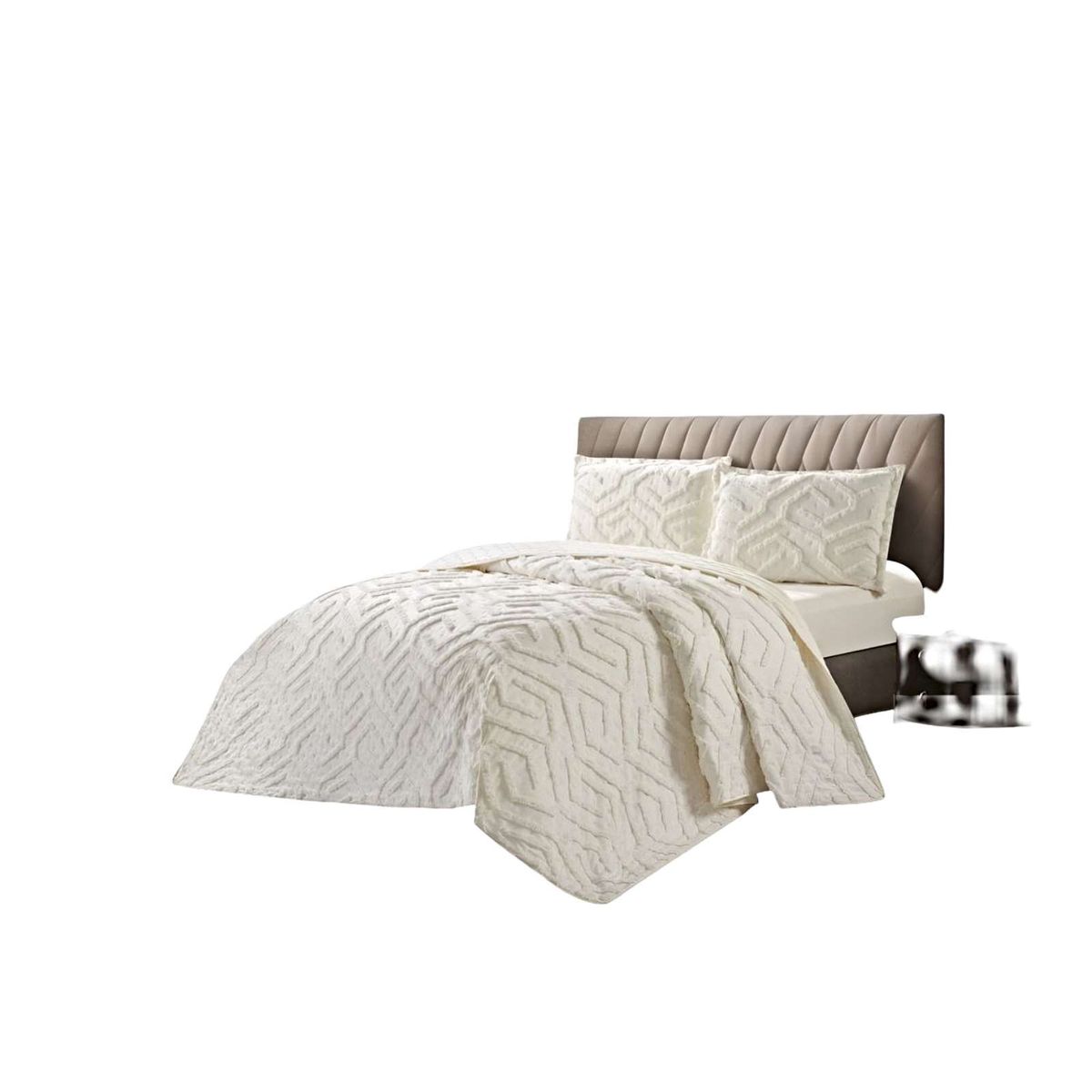 GENERICO - CUBRECAMA QUILT ESTILO RELIEVE KING-SUPERKING BLANCO