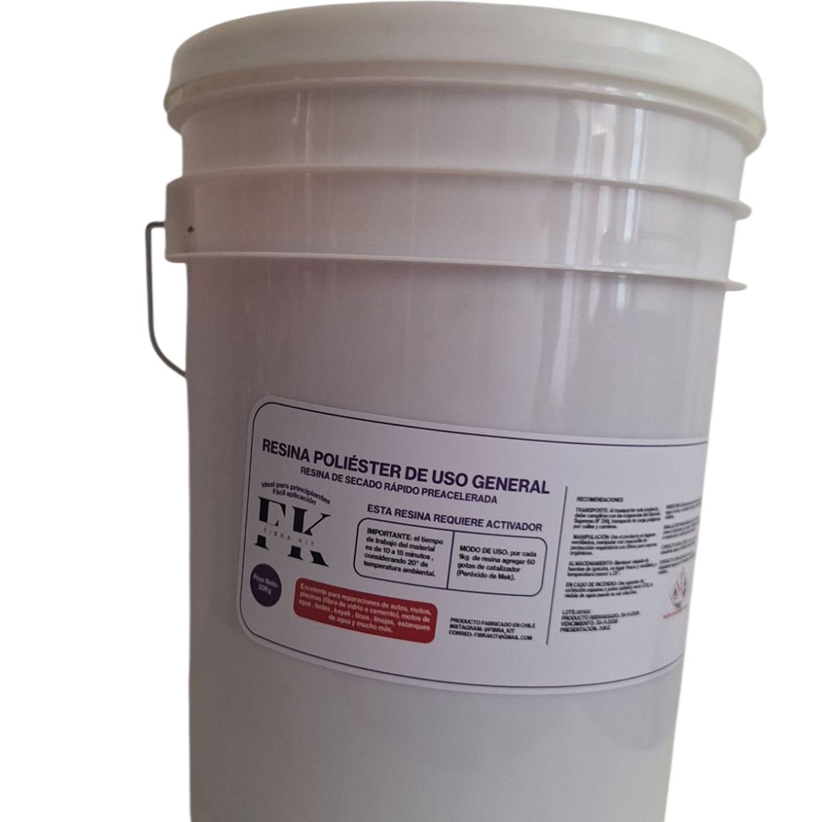 GENERICO - Resina poliéster de secado rápido 20kg con aditivo
