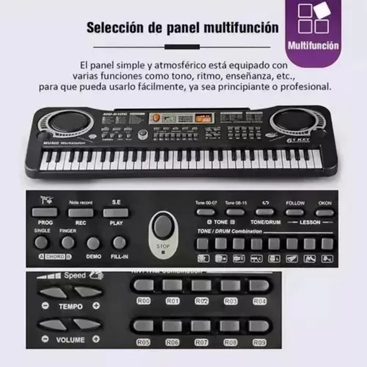 GENERICO - Teclado De 61 Teclas Tonic Ton-230 Negro