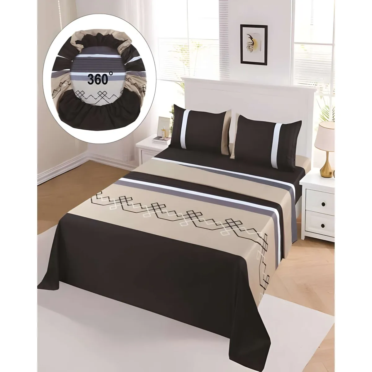GENERICO - SET DE SABANAS CASA SOL 1 PLAZA NEGRO3