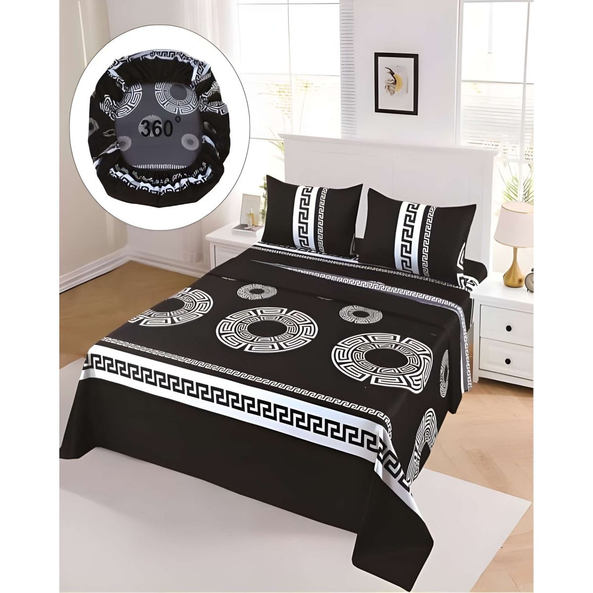 GENERICO - SET DE SABANAS CASA SOL 1 PLAZA NEGRO1