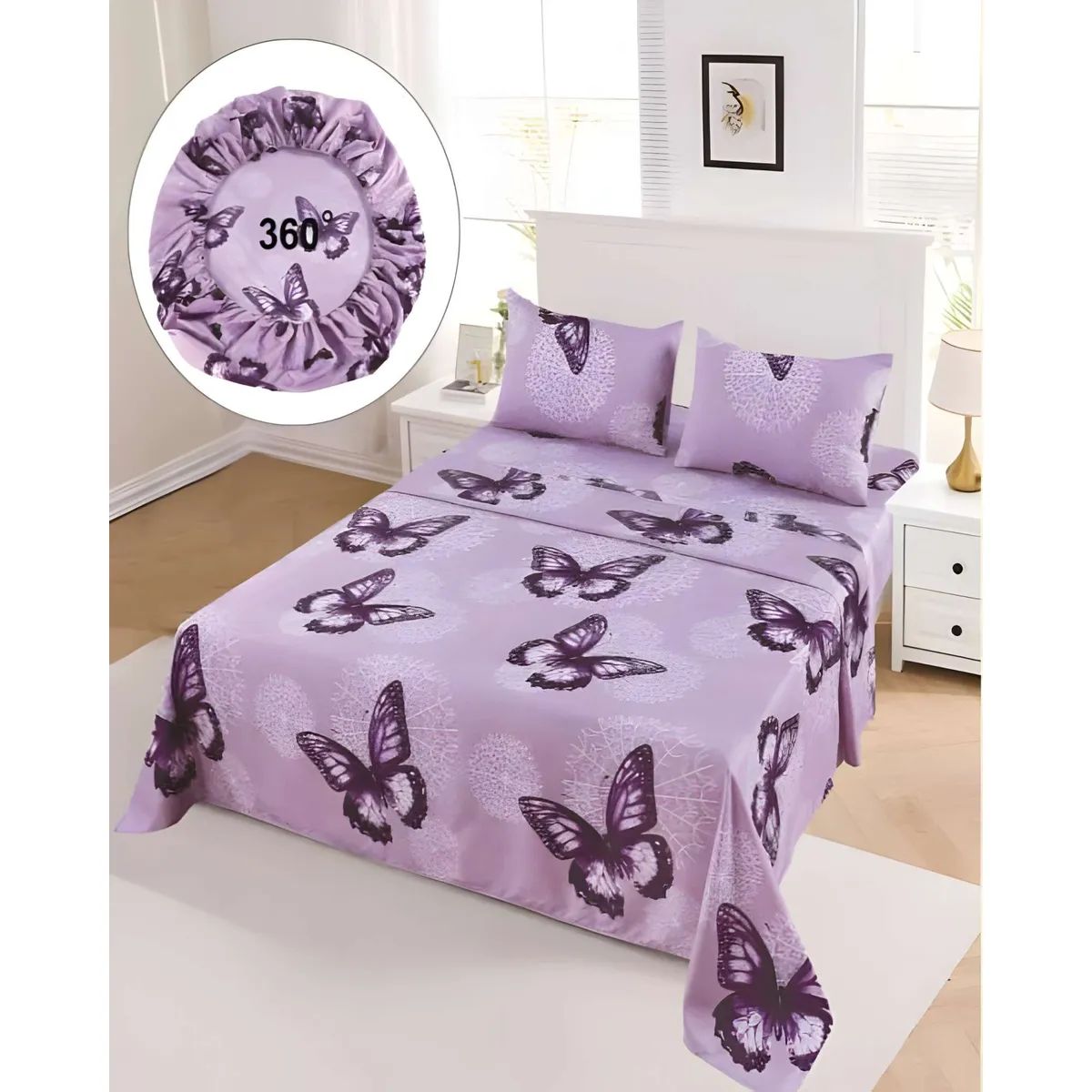 GENERICO - SET DE SABANAS CASA SOL KING LILA