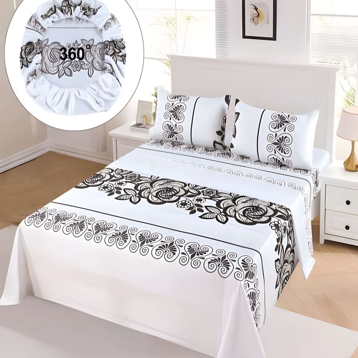 GENERICO - SET DE SABANAS CASA SOL KING BLANCO