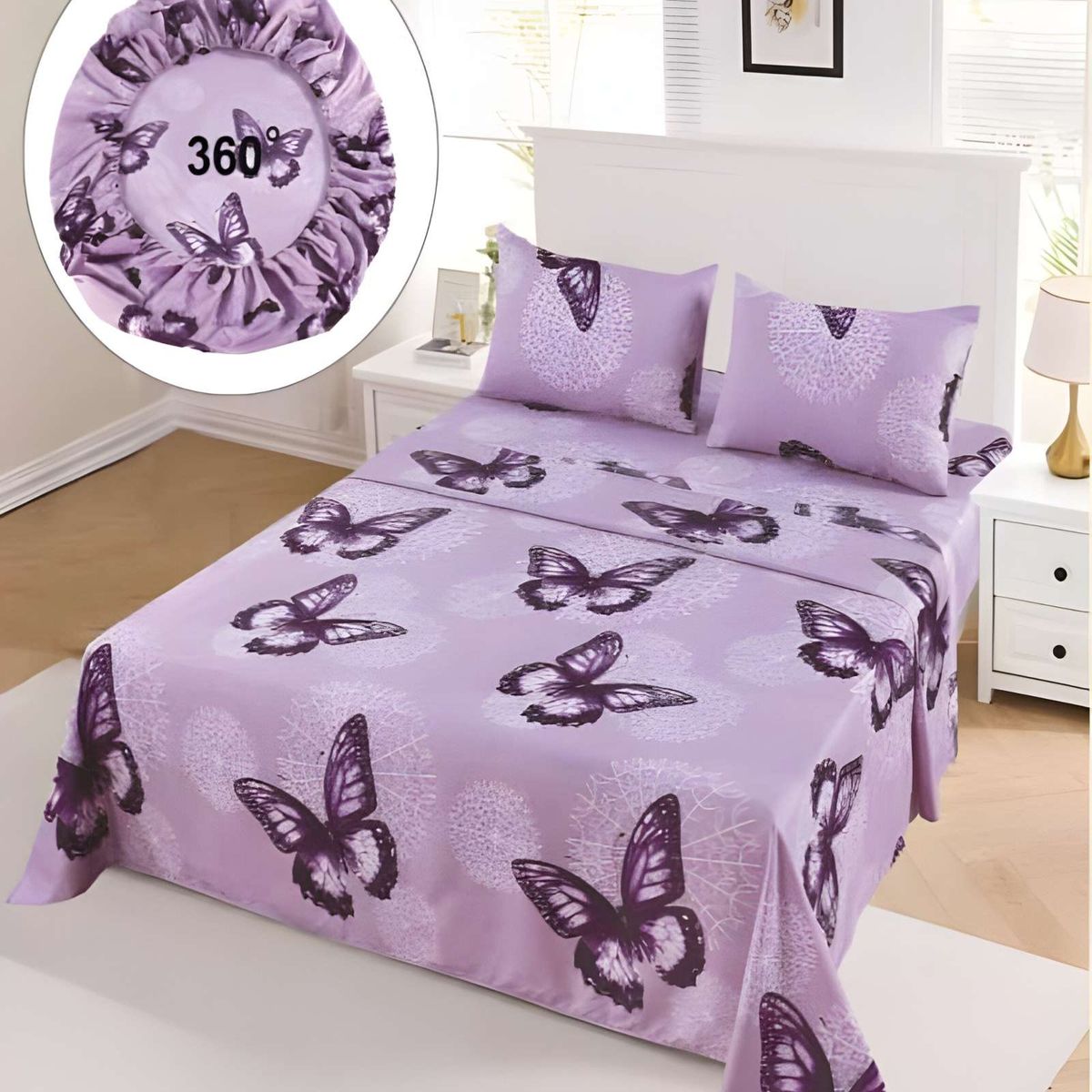 GENERICO - SET DE SABANAS CASA SOL SUPER KING LILA