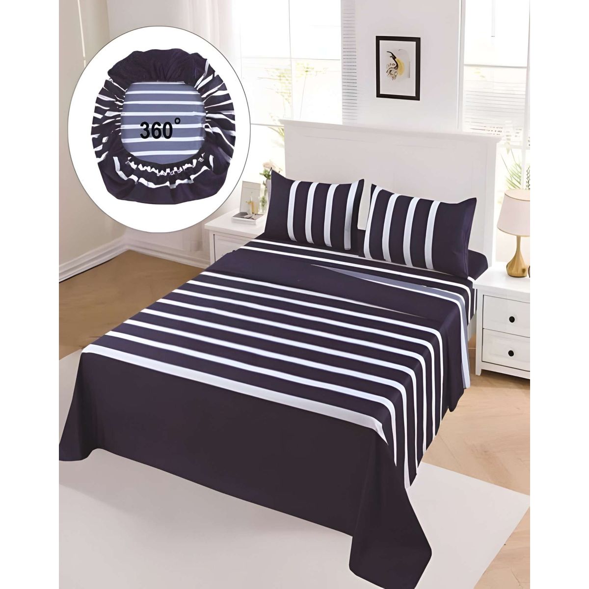 GENERICO - SET DE SABANAS CASA SOL SUPER KING AZUL OSCURO