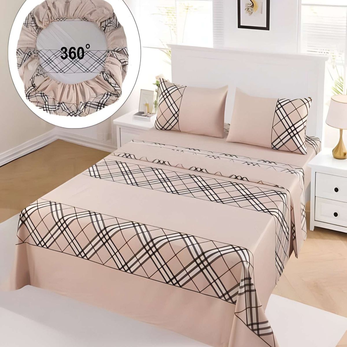 GENERICO - SET DE SABANAS CASA SOL SUPER KING CAFÉ