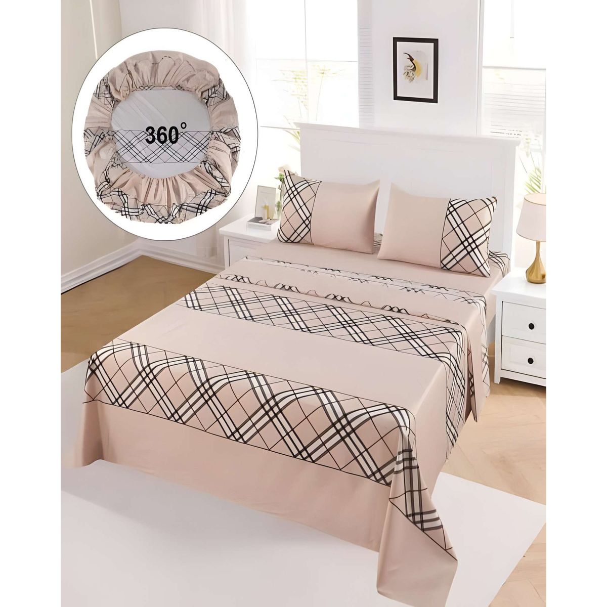 GENERICO - SET DE SABANAS CASA SOL SUPER KING CAFÉ