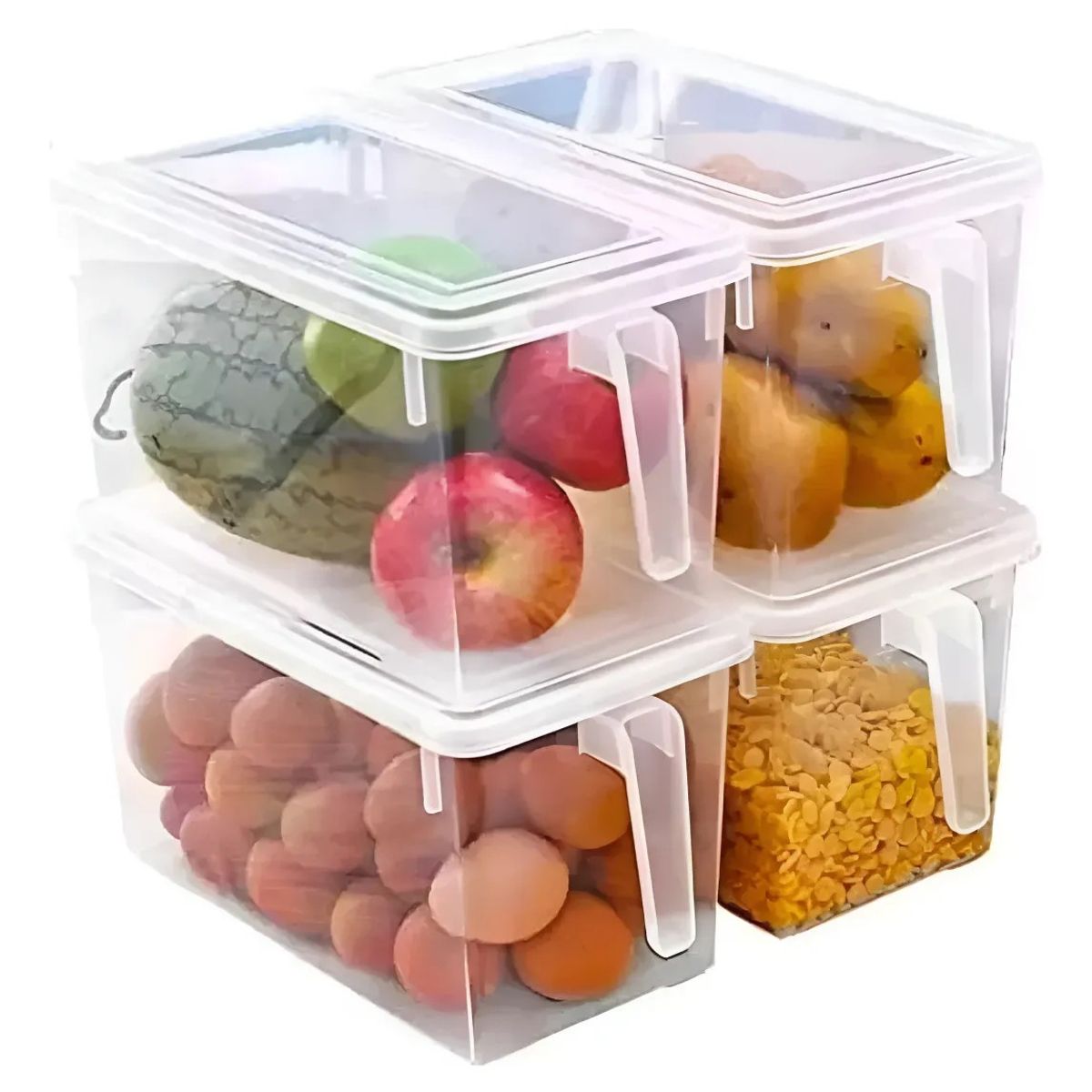 GENERICO - 4 Caja Organizadora Para Refrigerador Cocina Tranparente Liso