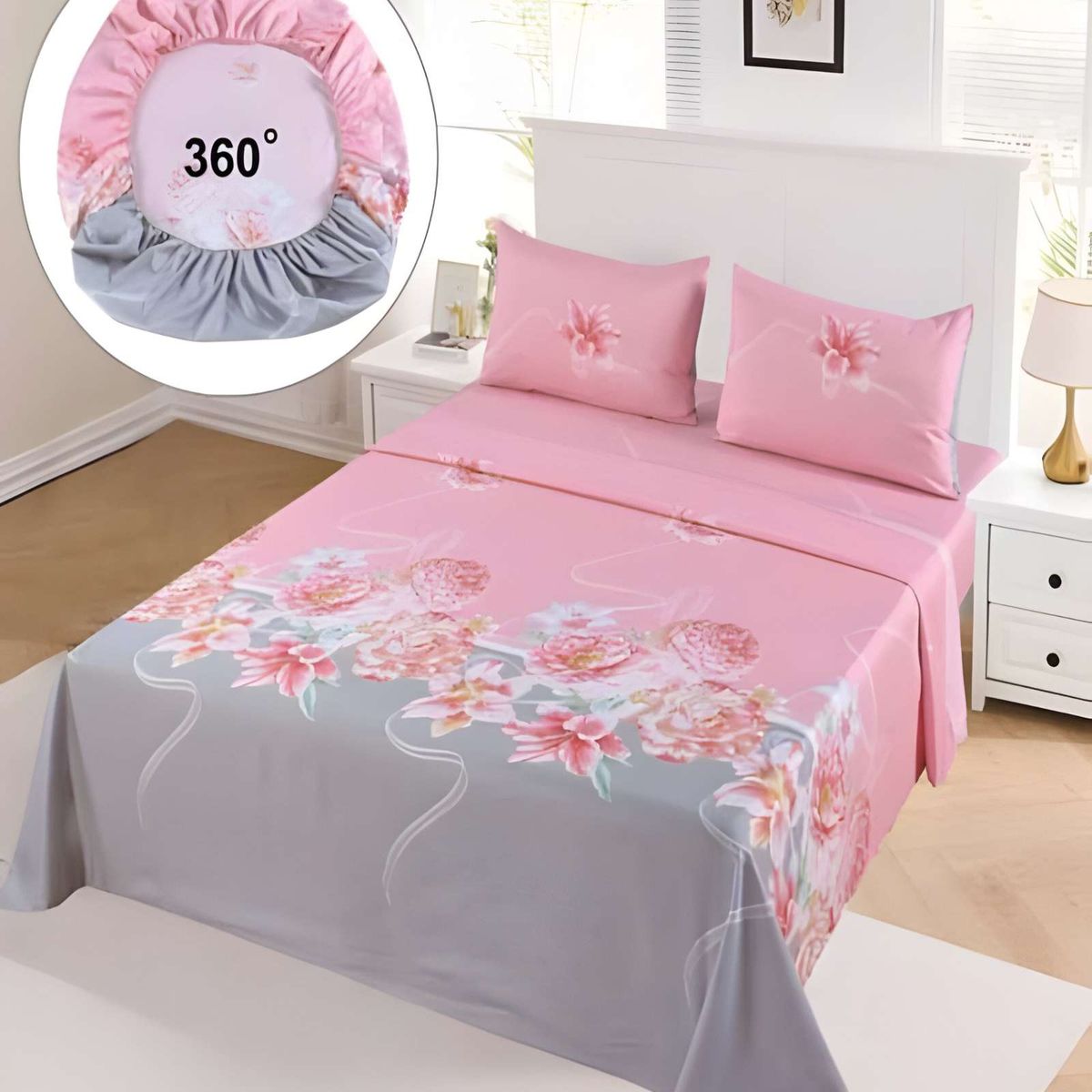 GENERICO - SET DE SABANAS 15 PLAZA ROSADO