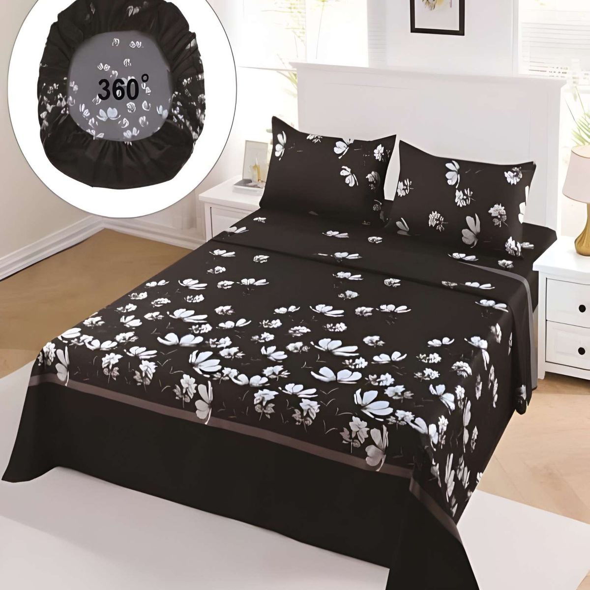 GENERICO - SET DE SABANAS KING NEGRO