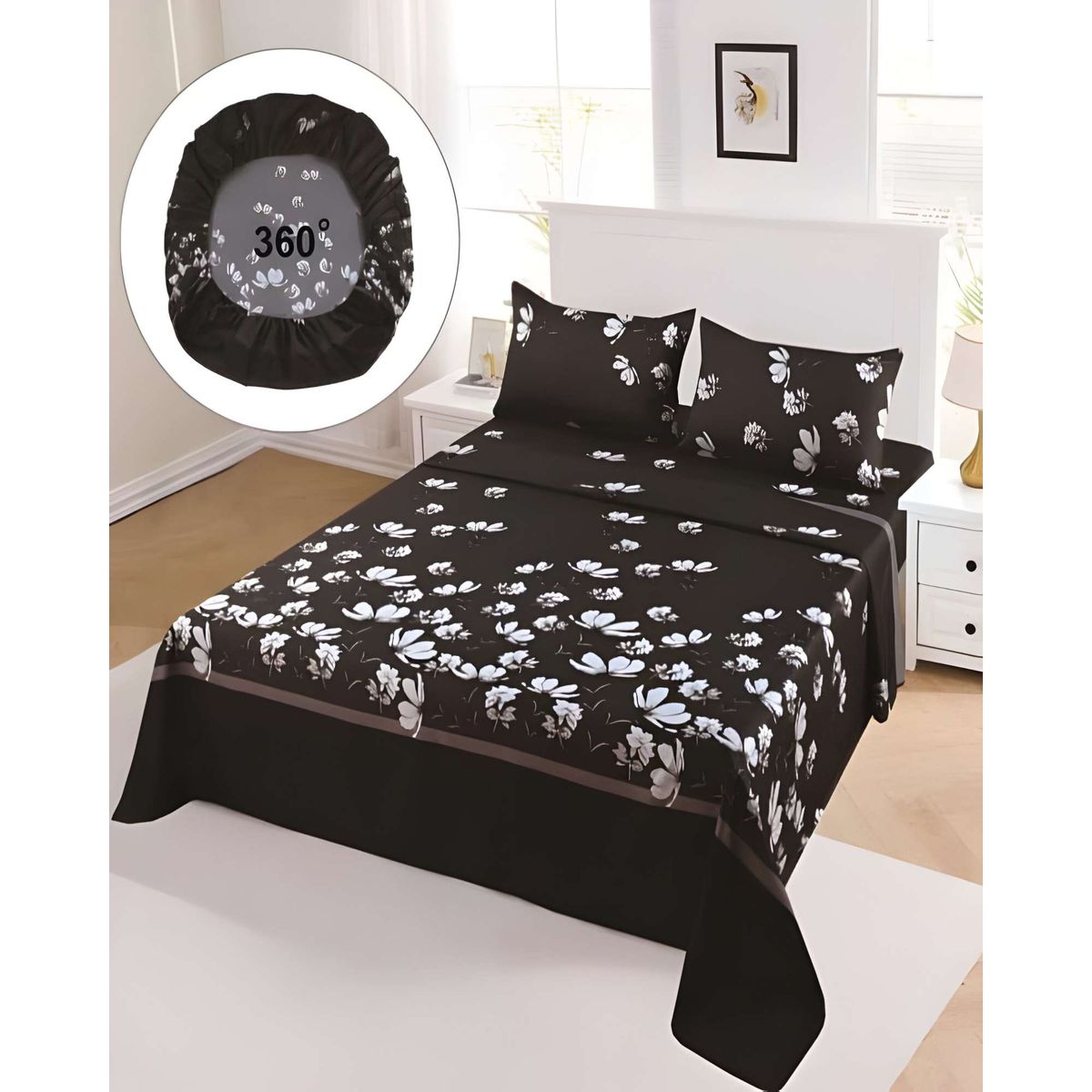 GENERICO - SET DE SABANAS KING NEGRO