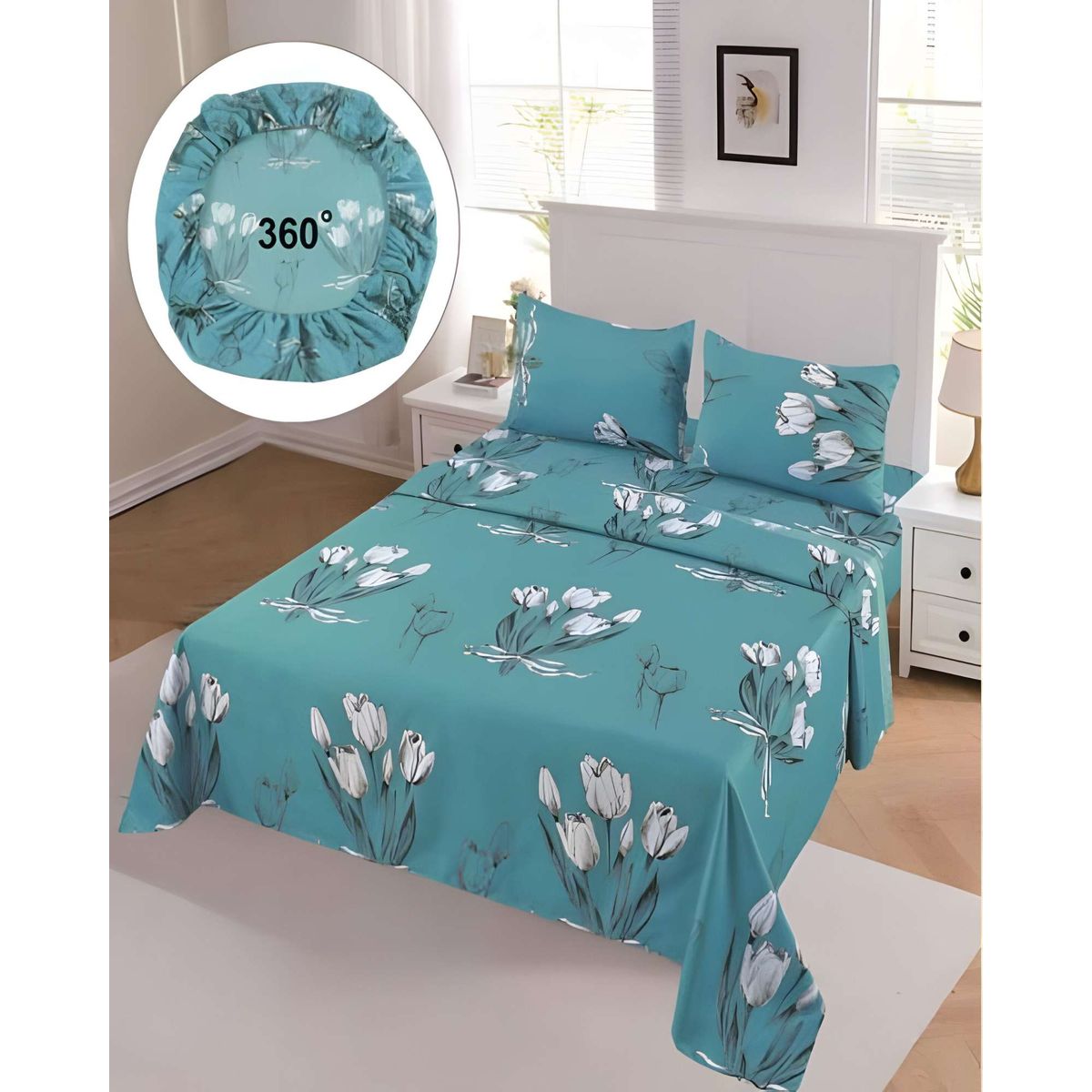GENERICO - SET DE SABANAS KING TURQUESA