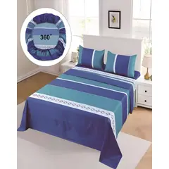 GENERICO - SET DE SABANAS SUPER KING AZUL