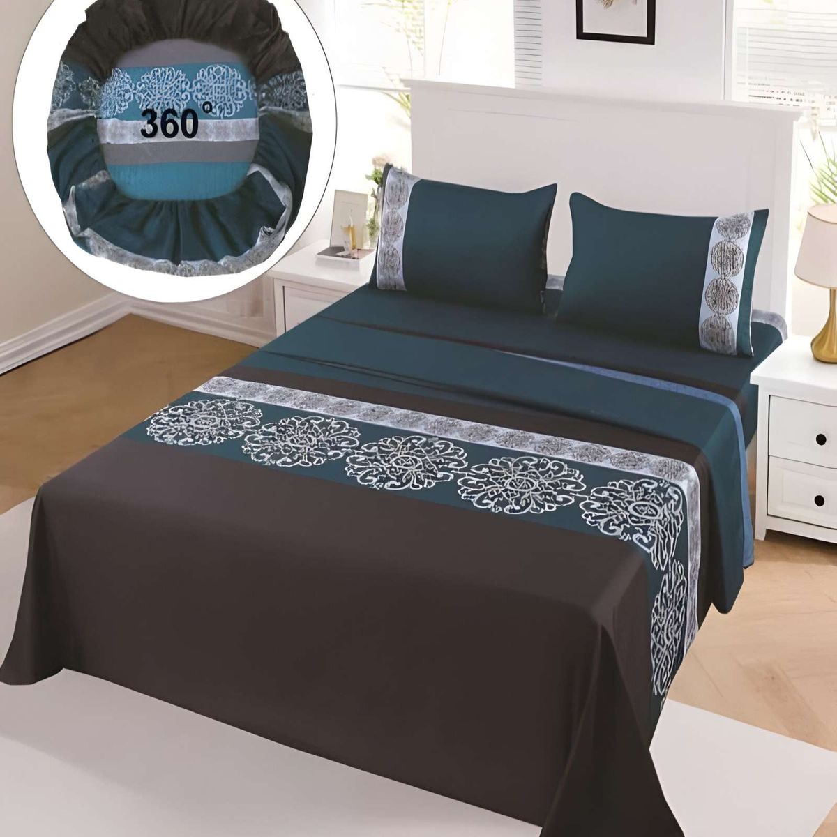 GENERICO - SET DE SABANAS 15 PLAZA VERDE OSCURO